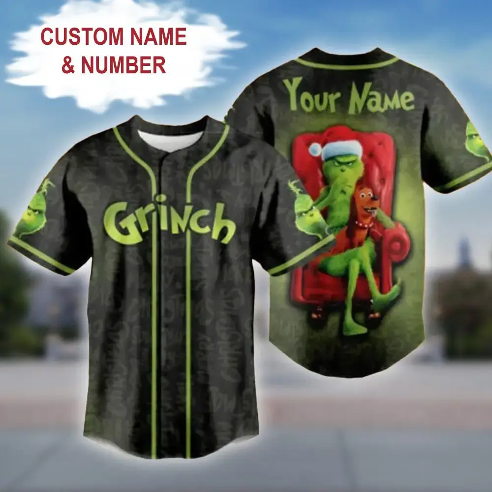 Custom Grinch Baseball Jersey - Personalize With Your Name & Number - Unique Gift! Image