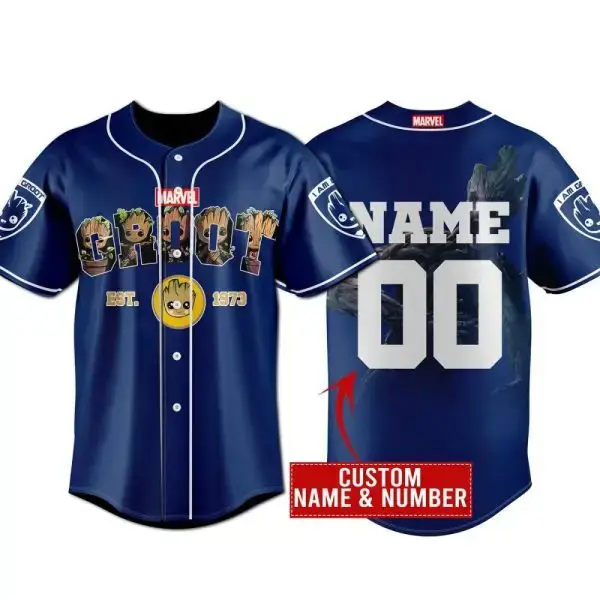 Custom Groot Baseball Jersey - Personalize Your Marvel Gear With Name & Number! Image