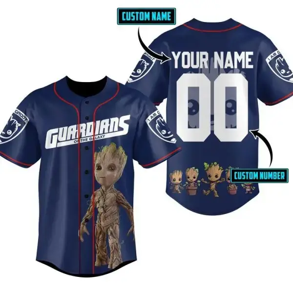 Custom Guardians Of The Galaxy Baseball Jersey - Personalized Name & Number, Groot Design Image