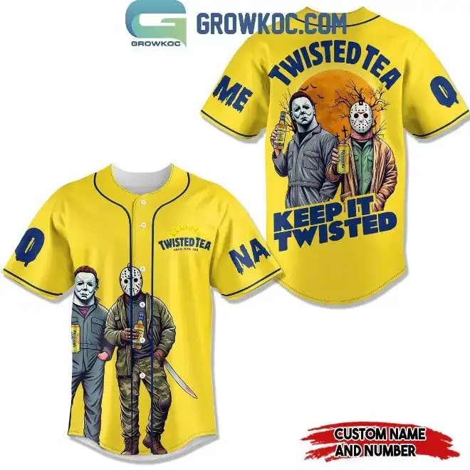 Custom Halloween Baseball Jersey – Twisted Tea Horror Characters Design Image
