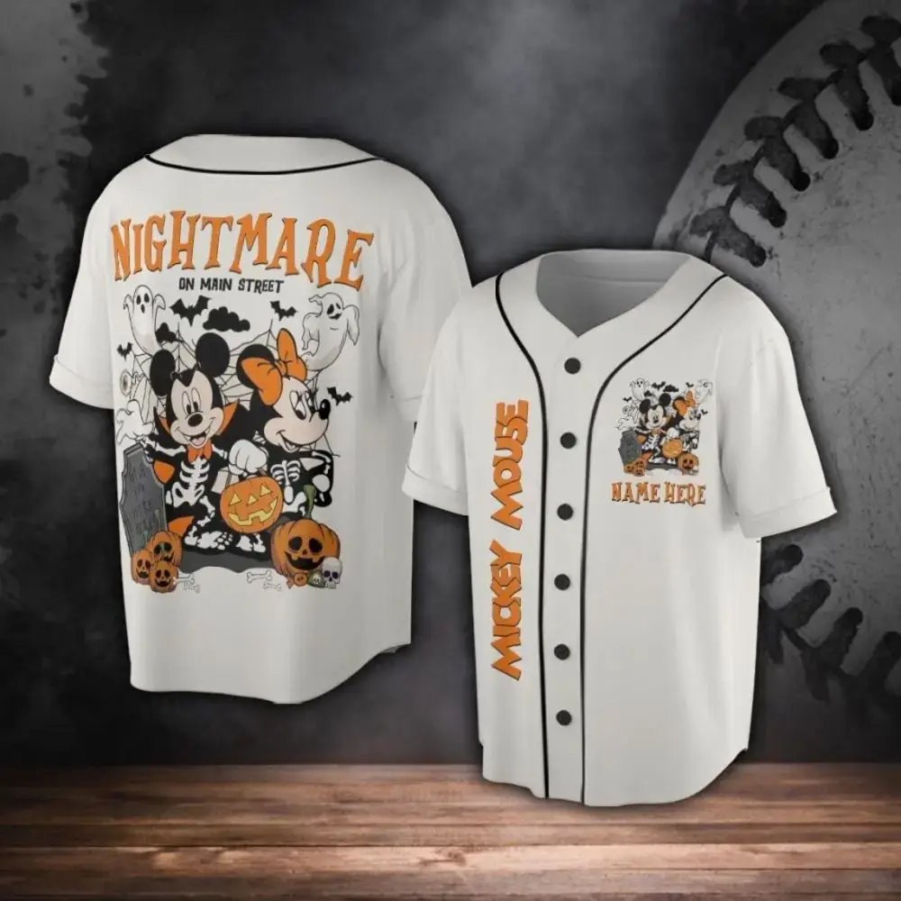 Custom Halloween Mickey Baseball Jersey – Spooky Fun For Disney Fans Image