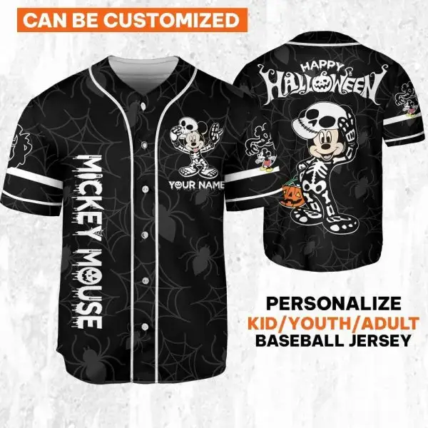 Custom Halloween Mickey Mouse Baseball Jersey - Kids/Youth/Adult Personalized Gift Image