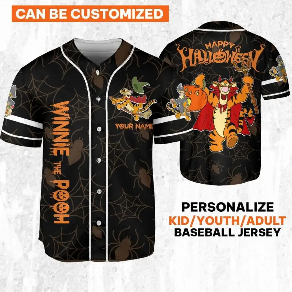 Custom Halloween Winnie The Pooh Baseball Jersey - Kids/Adults, Personalize Yours! Image
