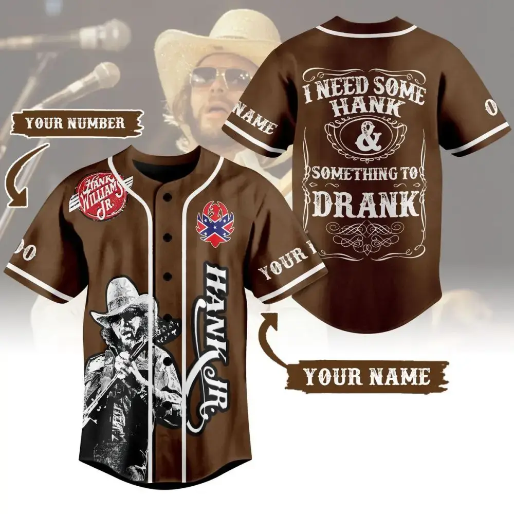 Custom Hank Williams Jr. Baseball Jersey - Personalized Name & Number - Perfect Gift! Image