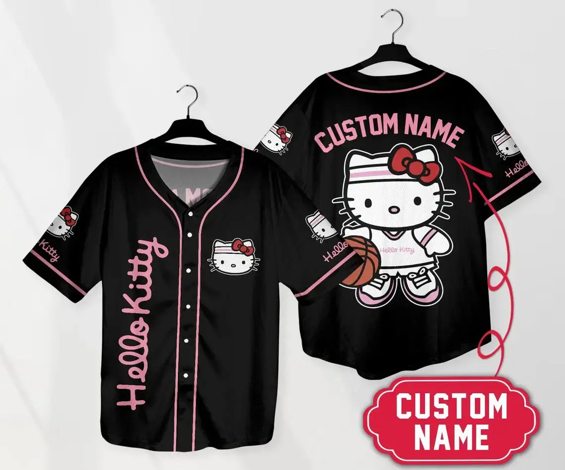 Custom Hello Kitty Baseball Jersey - Personalize Your Name - Cute & Stylish Gift Image