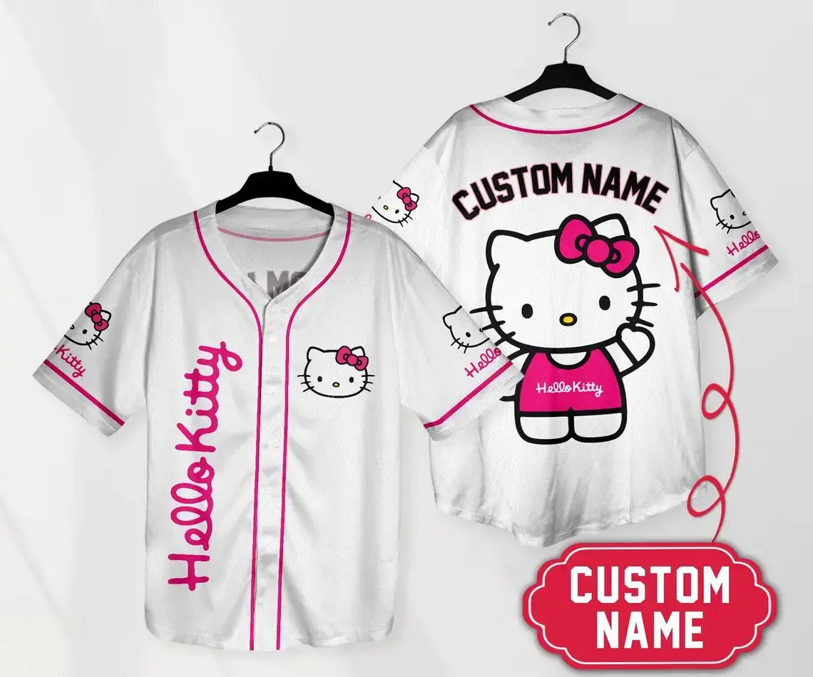 Custom Hello Kitty Baseball Jersey - Personalized Name, Cute Design For Fans Image