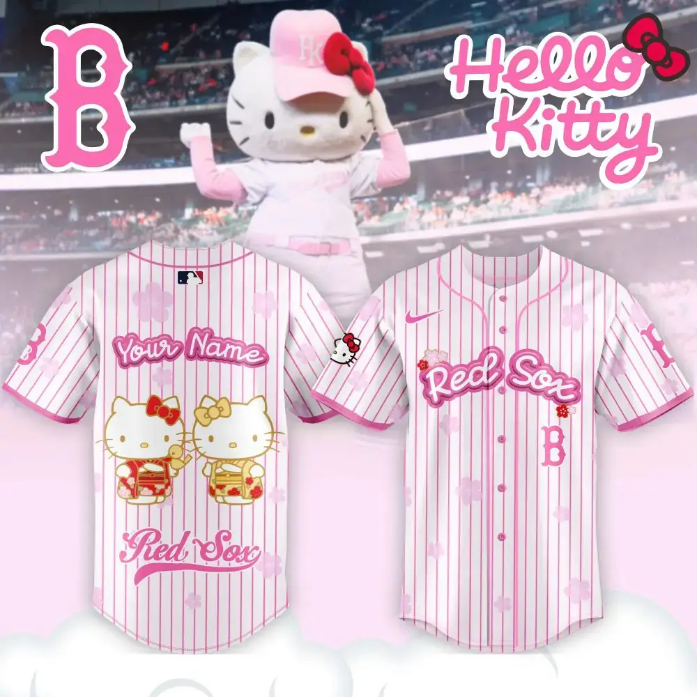 Custom Hello Kitty Red Sox Baseball Jersey – Personalized Fan Gear Image