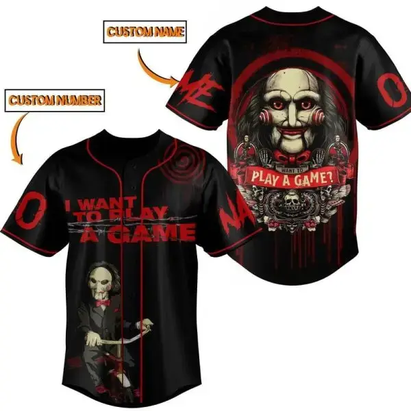 Custom Horror-Themed Baseball Jersey - Personalized Name & Number - Perfect For Fans! Image