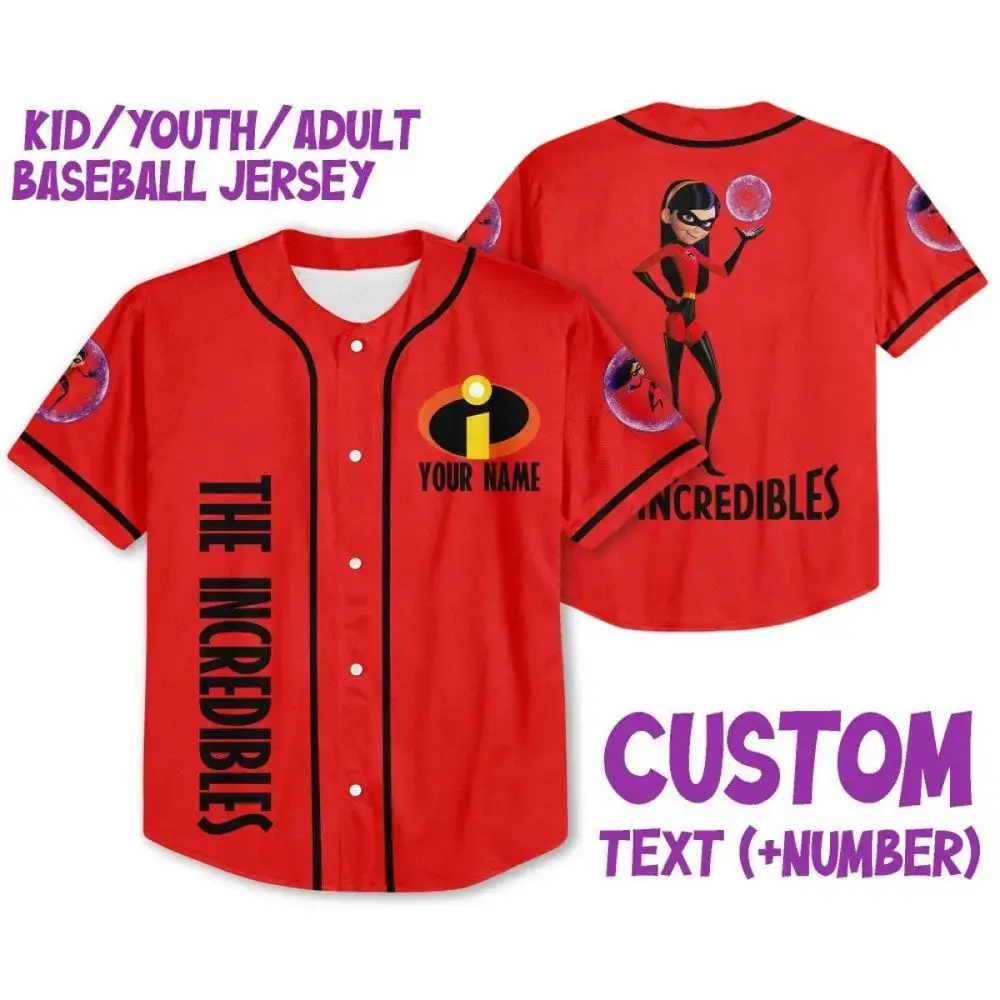 Custom Incredibles Baseball Jersey For Kids/Youth/Adults – Personalize Name & Number! Image