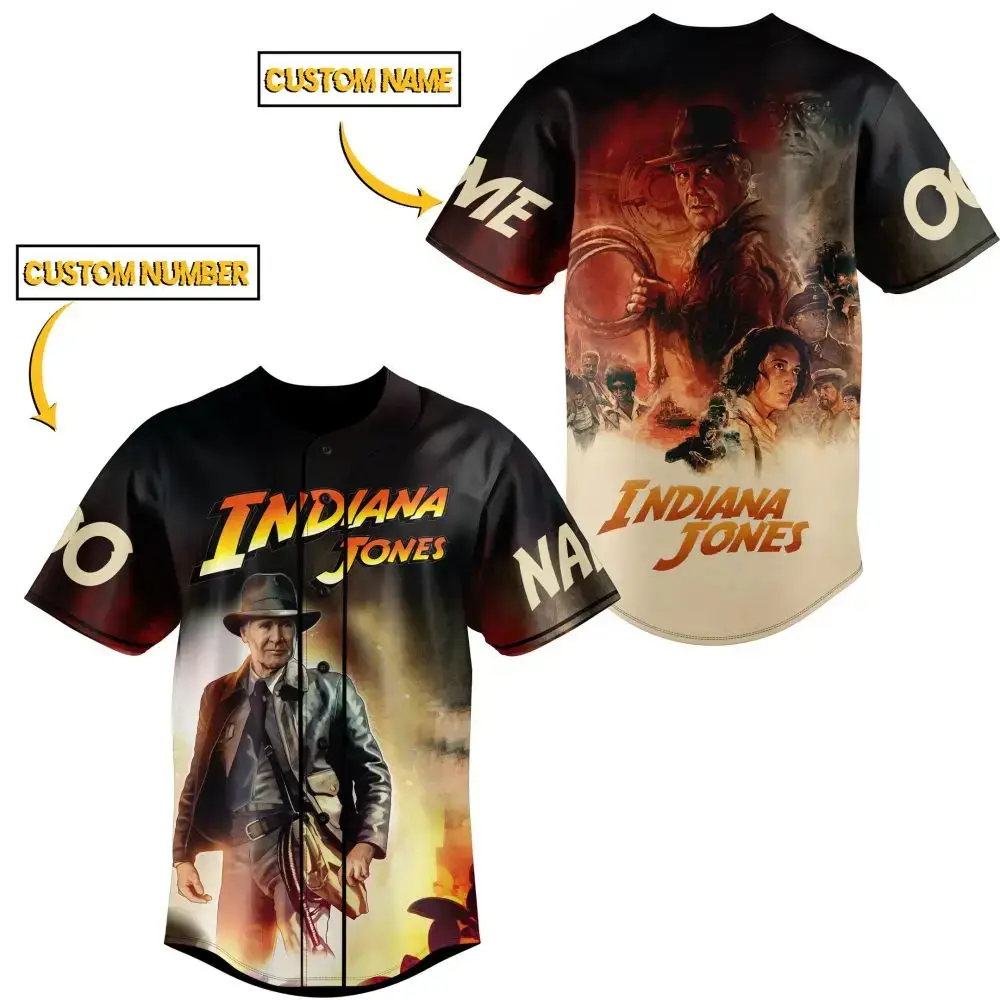 Custom Indiana Jones Baseball Jersey - Add Your Name & Number - Premium Fan Gear Image