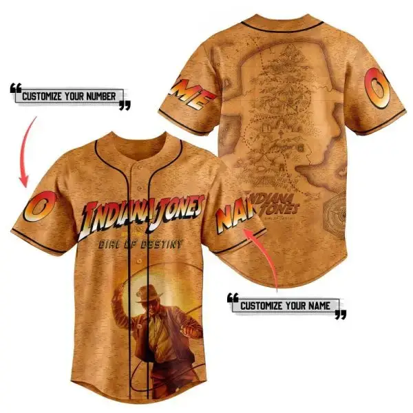 Custom Indiana Jones Baseball Jersey - Adventure Design, Name & Number Personalization Image