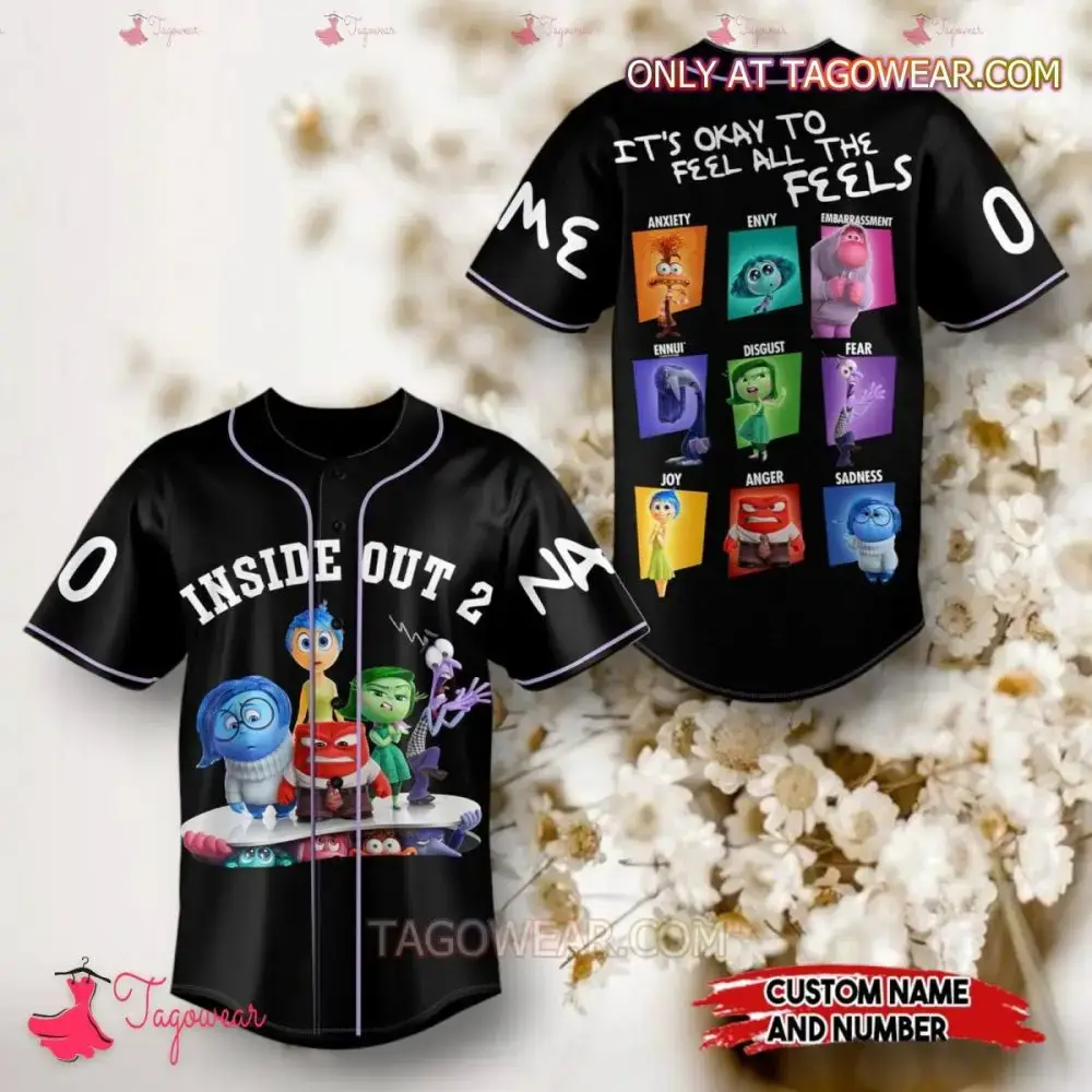 Custom Inside Out 2 Baseball Jersey - Feel All The Feels! Personalized Name & Number Image