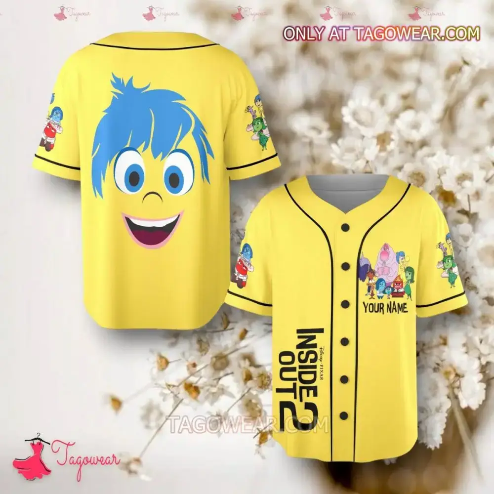 Custom Inside Out 2 Baseball Jersey - Personalized Name, Vibrant Yellow Design Image