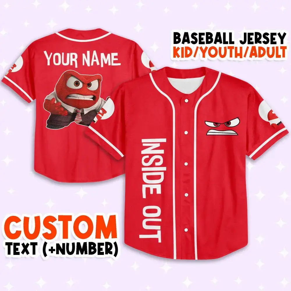 Custom Inside Out Baseball Jersey - Add Name & Number - Kids/Youth/Adult Sizes Image