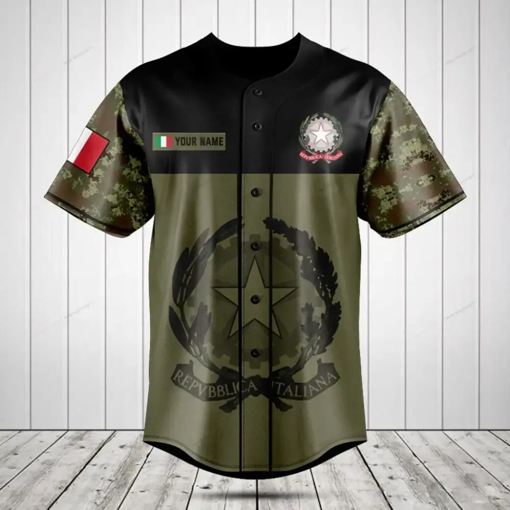 Custom Italian Flag Camo Baseball Jersey - Personalized Design, Stylish & Unique Image