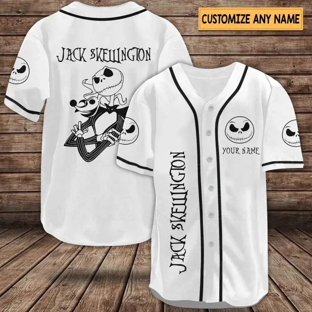 Custom Jack Skellington Baseball Jersey - Personalized Halloween Gift Image