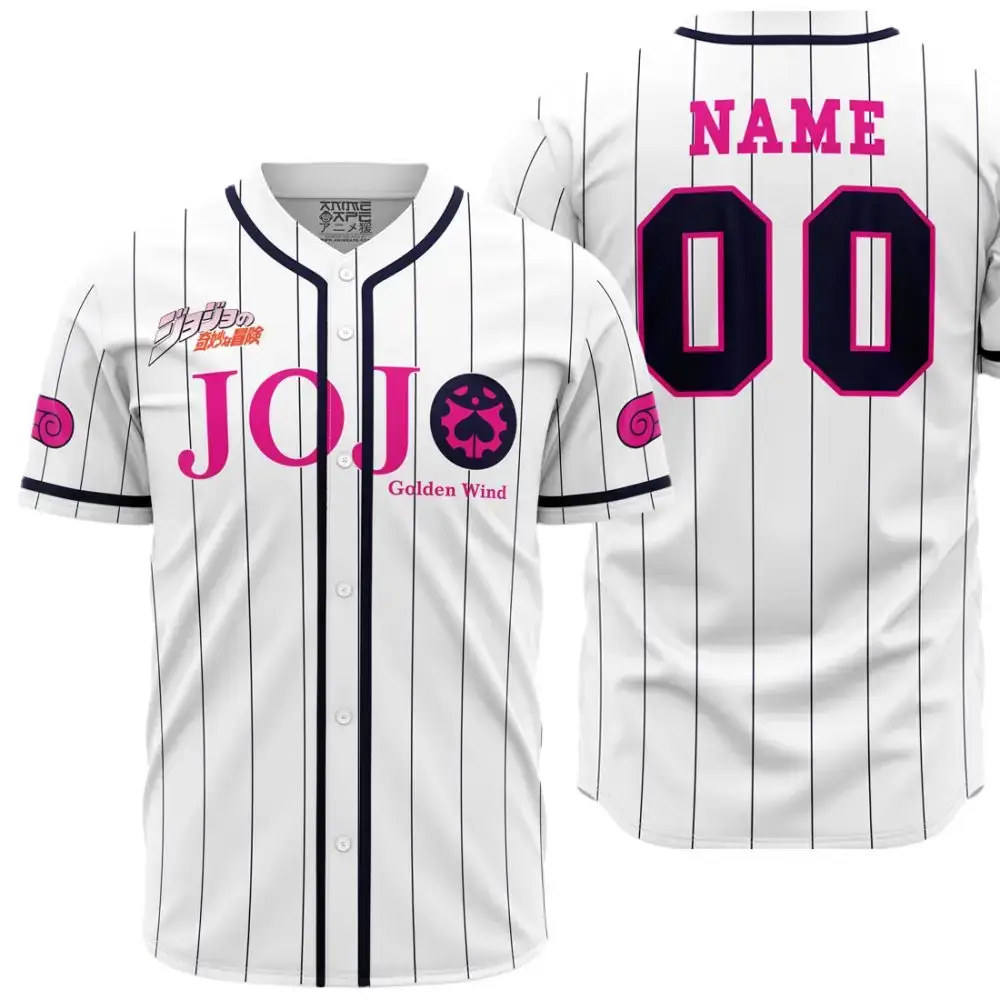 Custom Jojo Golden Wind Baseball Jersey - Personalized Name & Number, Anime Fan Gear Image
