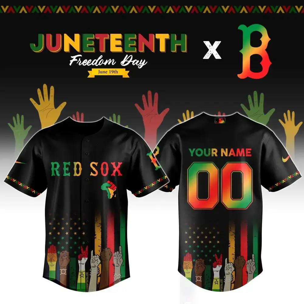 Custom Juneteenth Red Sox Jersey – Celebrate Freedom, Personalize Your Style! Image