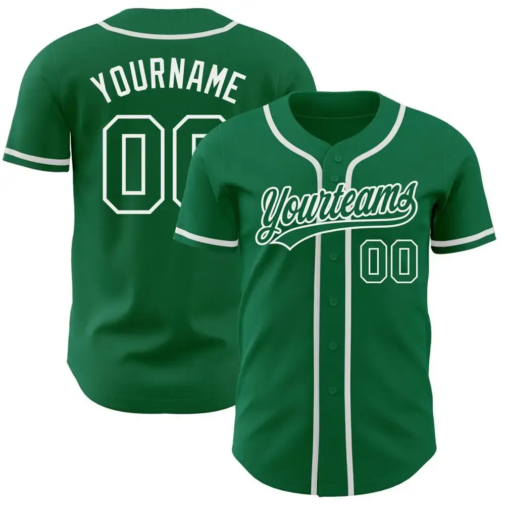 Custom Kelly Green Kelly Green-White Authentic Baseball Jersey Image