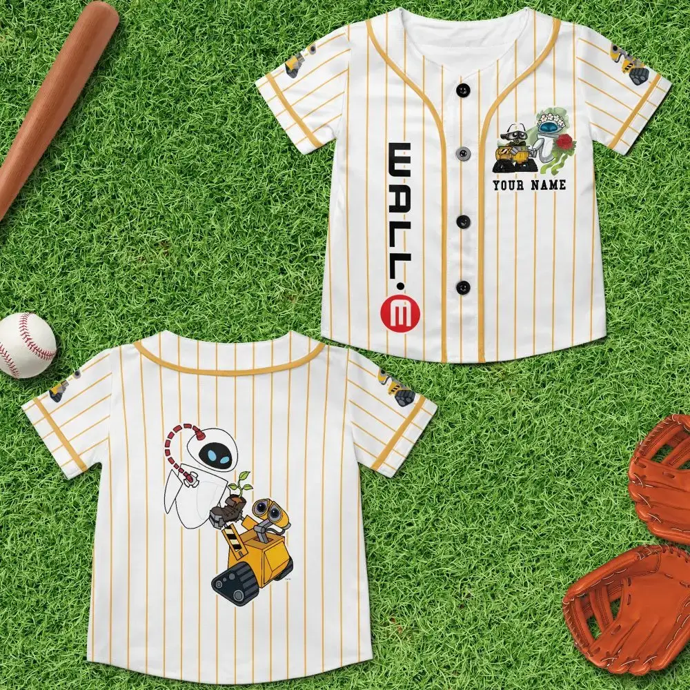Custom Kids Baseball Jersey - Cute Robot Design - Personalized Name - Perfect Gift! Image