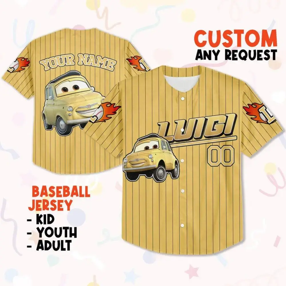 Custom Kids/Adult Baseball Jersey - Personalized Name & Cartoon Design - Perfect Gift! Image