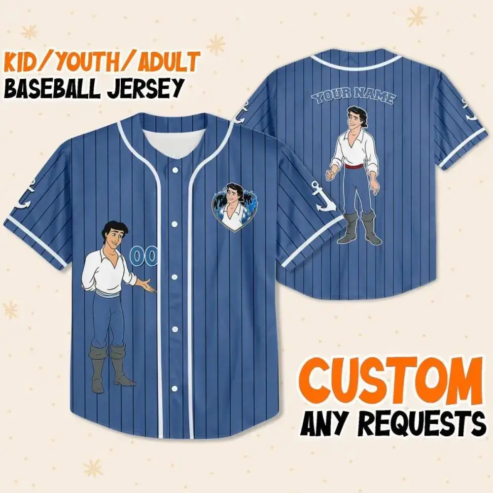Custom Kids/Adult Baseball Jersey With Cartoon Design - Personalized Name & Size Image