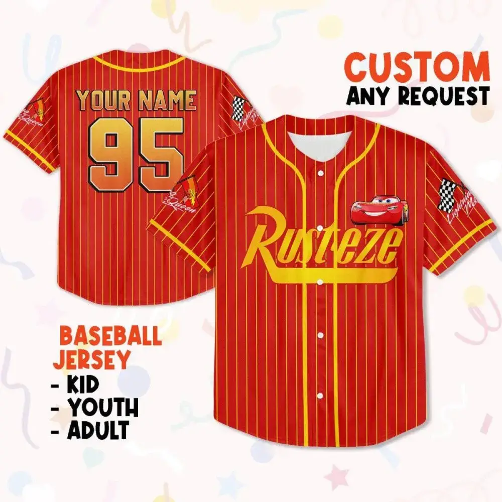 Custom Kids/Adult Racing Baseball Jersey - Add Name/Number - Perfect Gift! Image
