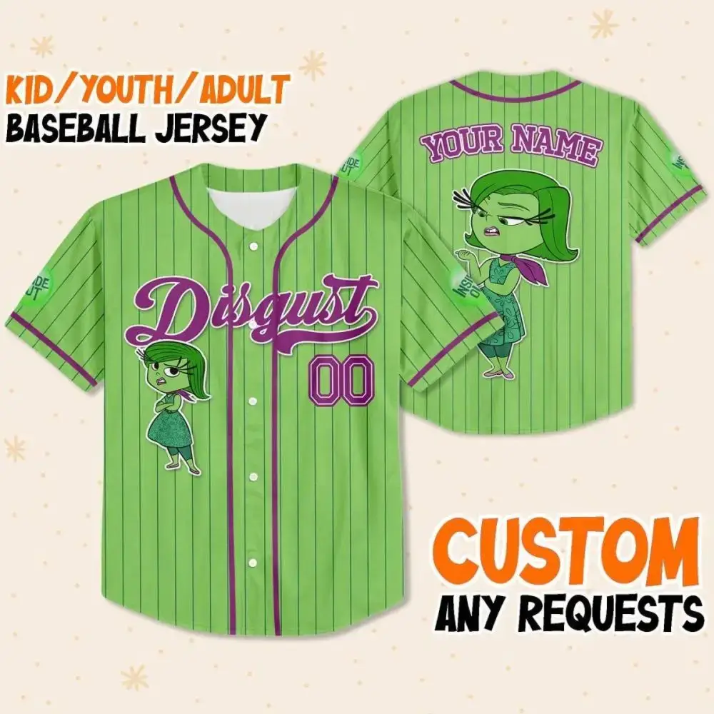 Custom Kids/Youth/Adult Baseball Jersey - Personalized Name - Fun Green Design Image