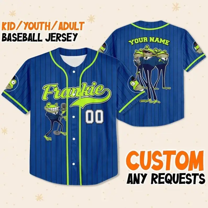 Custom Kids/Youth/Adult Frog Baseball Jersey – Personalize Your Name & Number! Image