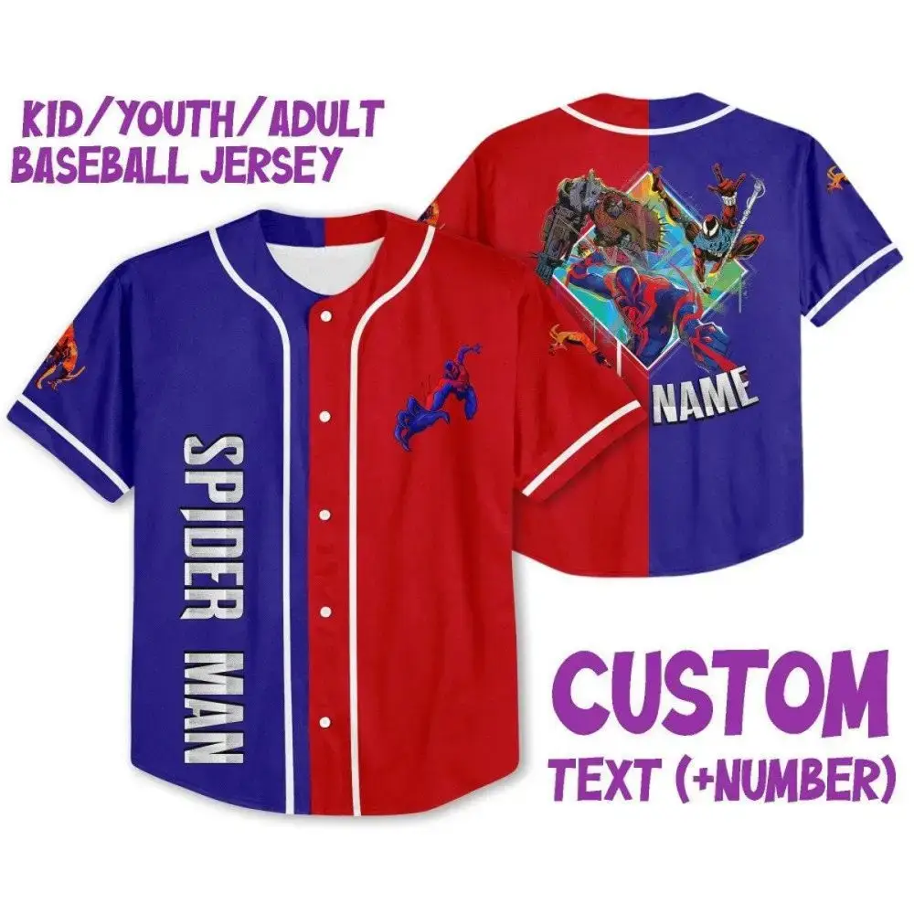 Custom Kids/Youth/Adult Spider Hero Baseball Jersey - Personalize Name & Number Image