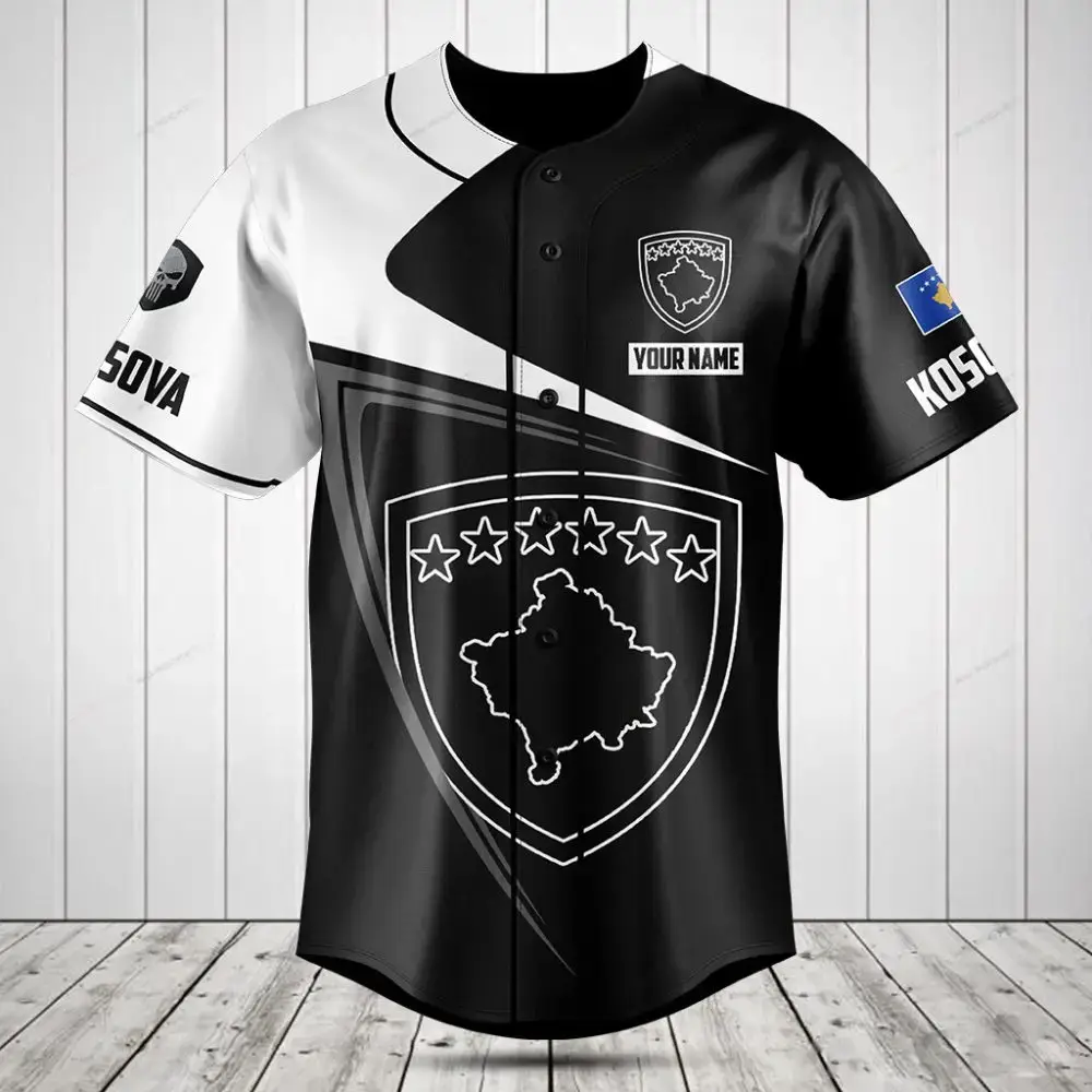 Custom Kosovo Baseball Jersey – Personalized Name & Flag Design, Unisex Sportswear Image