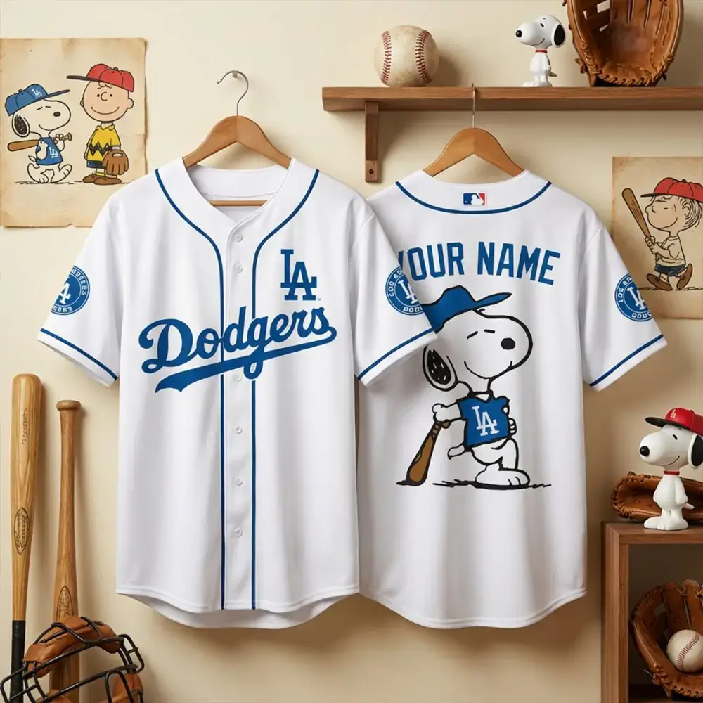 Custom La Dodgers Snoopy Baseball Jersey – Personalize With Your Name! Image