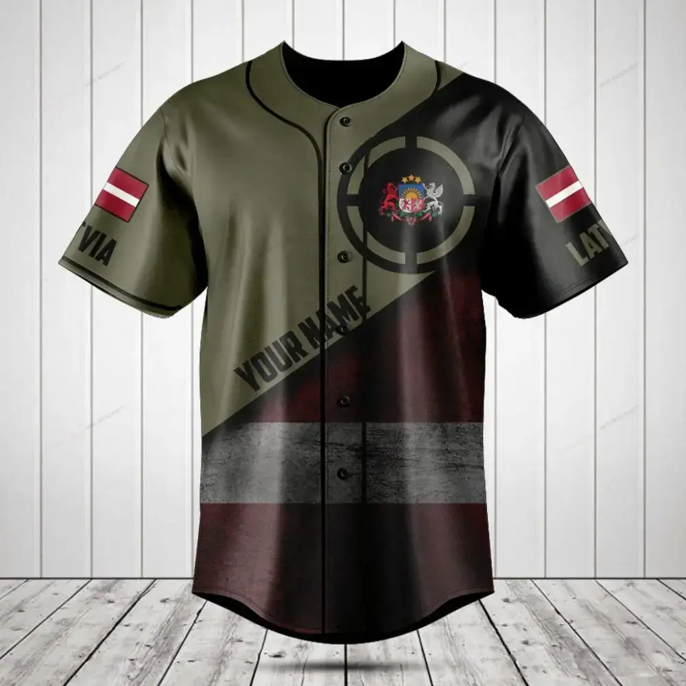 Custom Latvia Flag Baseball Jersey - Personalized Sportswear Gift For Fans Image