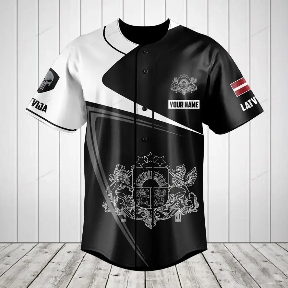 Custom Latvian Baseball Jersey – Personalized Name & Flag Design For Sports Fans Image