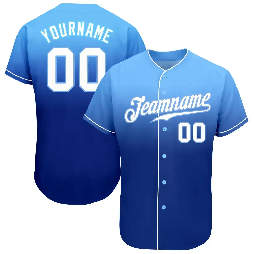 Custom Light Blue White-Royal Authentic Fade Fashion Baseball Jersey Image
