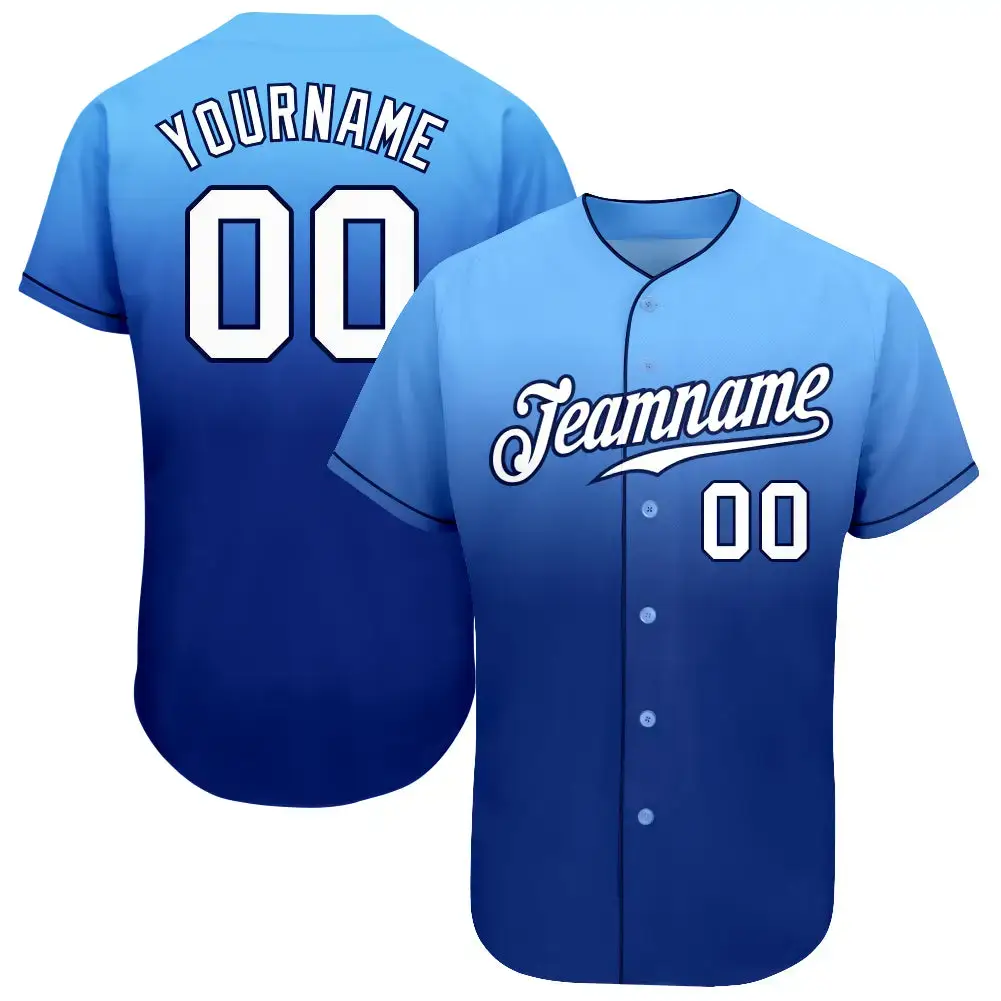 Custom Light Blue White-Royal Authentic Fade Fashion Baseball Jersey Image