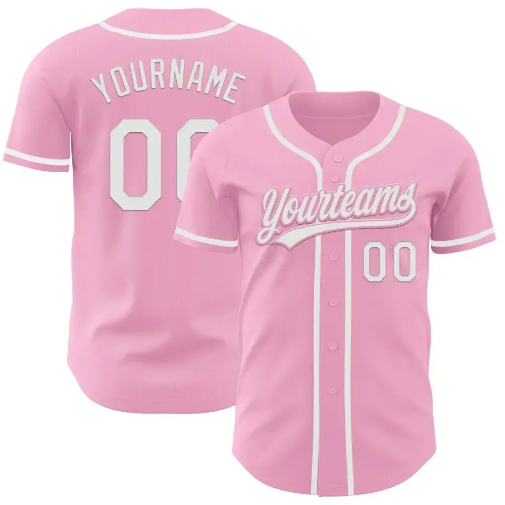 Custom Light Pink White Authentic Baseball Jersey Image