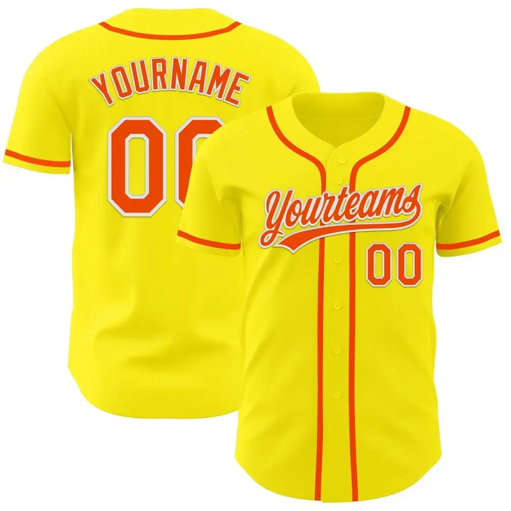 Custom Light Yellow Orange-White Authentic Baseball Jersey Image