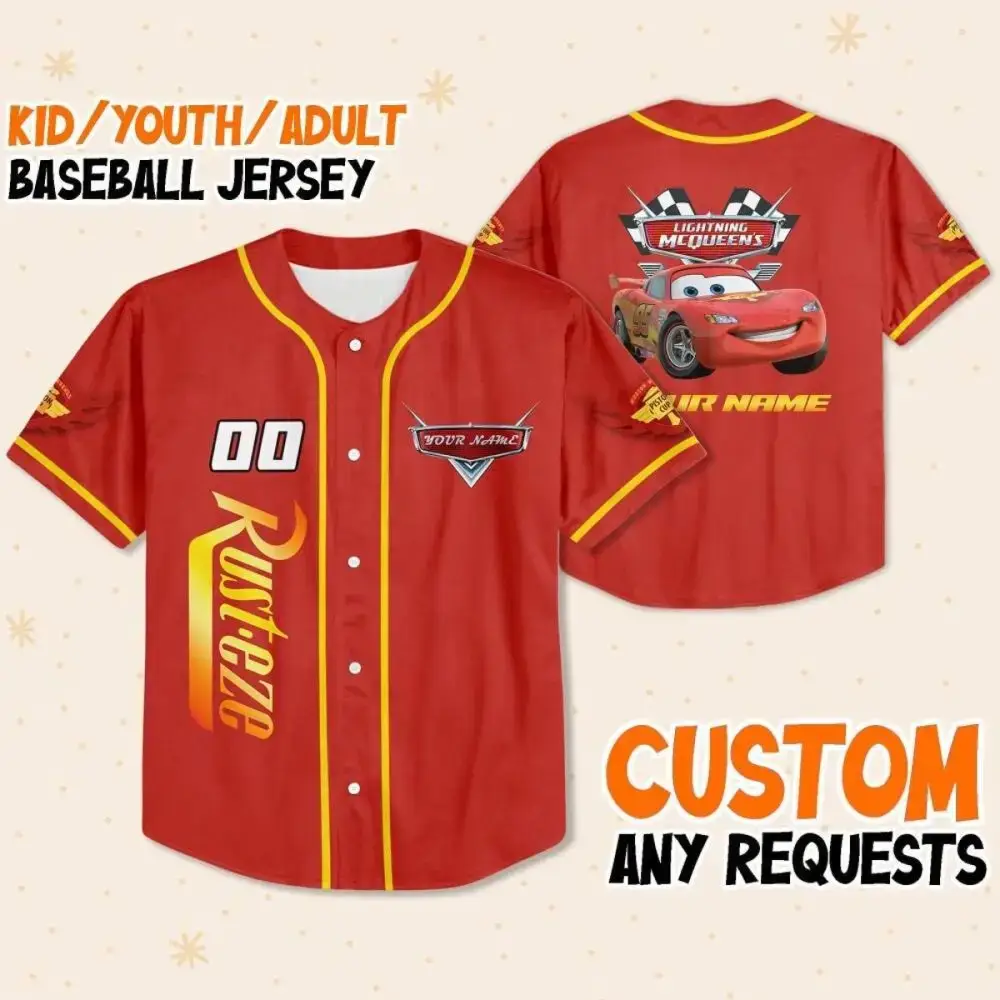 Custom Lightning Mcqueen Baseball Jersey For Kids/Youth/Adults – Personalized Gift Image