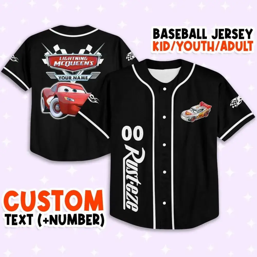 Custom Lightning Mcqueen Baseball Jersey - Kids/Youth/Adult Sizes Available Image