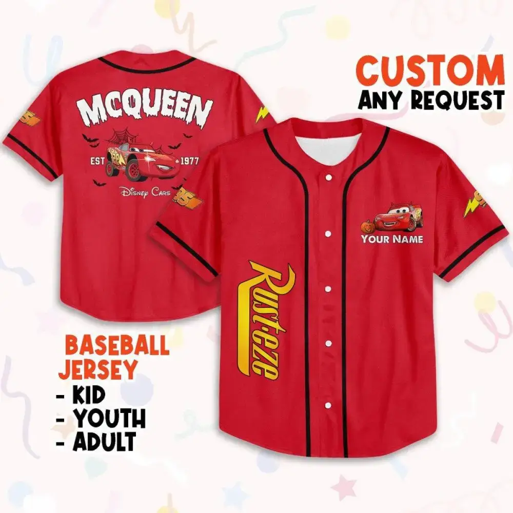 Custom Lightning Mcqueen Baseball Jersey - Personalized Kids, Youth & Adult Sizes Image