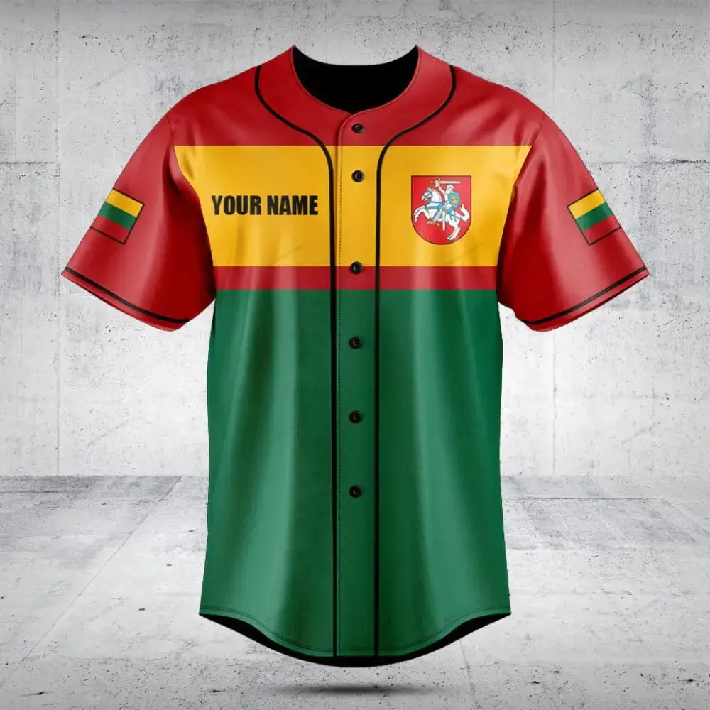 Custom Lithuania Flag Baseball Jersey - Personalized Sportswear With Your Name Image