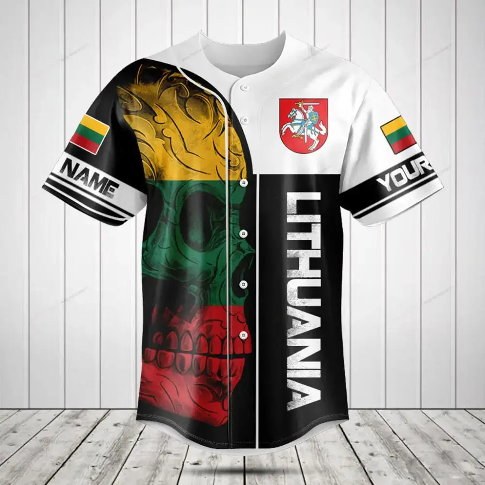 Custom Lithuanian Flag Baseball Jersey - Personalized Name & Design Image