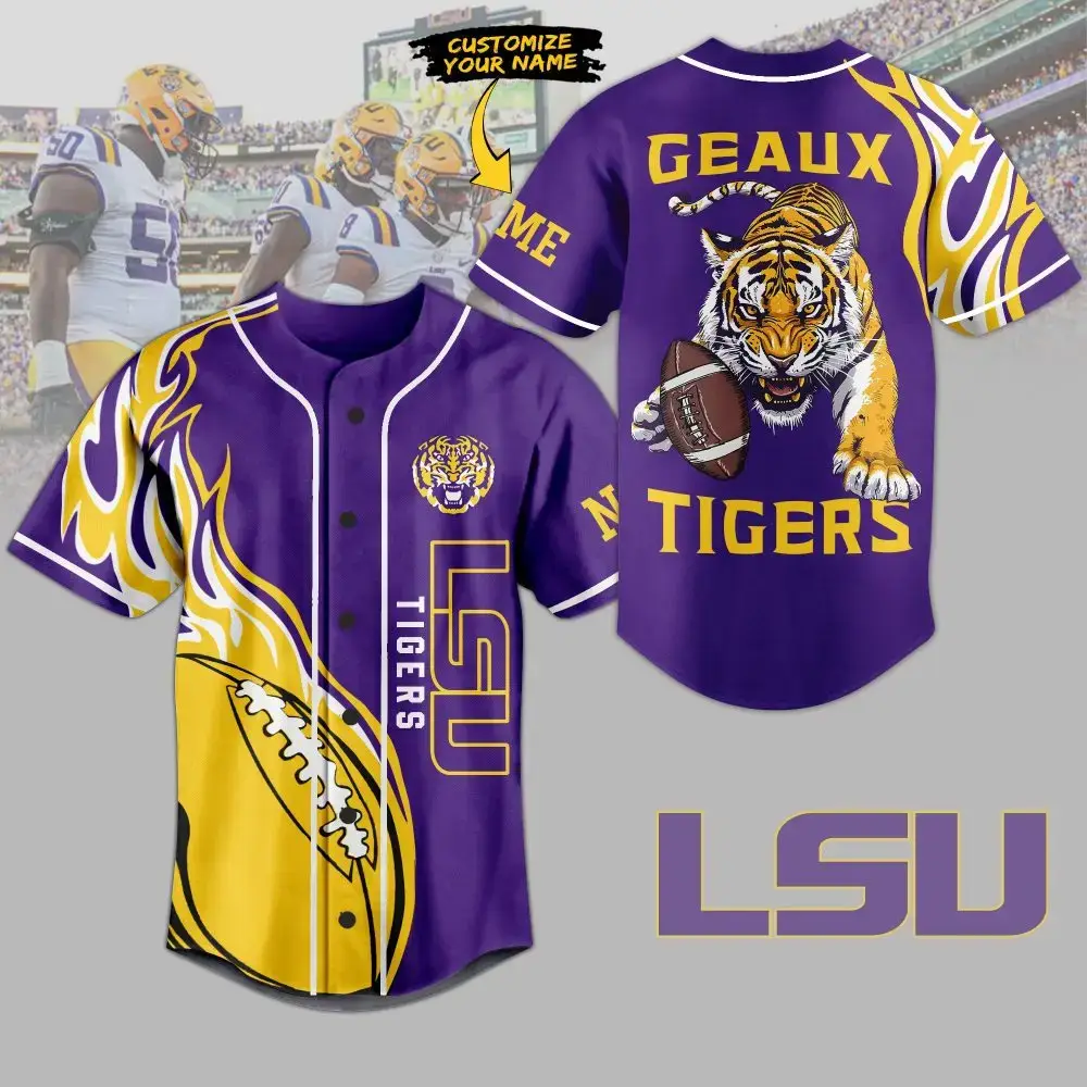 Custom Lsu Tigers Jersey - Personalized Fan Gear With Fierce Tiger Design Image