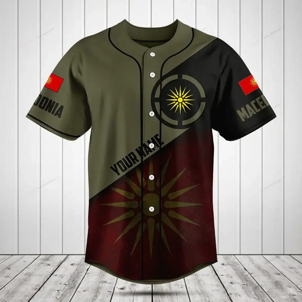 Custom Macedonia Flag Baseball Jersey – Personalized Sportswear Gift Image