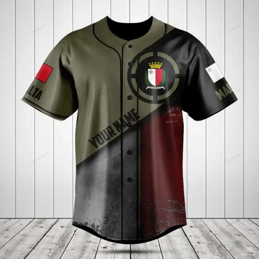 Custom Malta Flag Baseball Jersey – Personalized Sportswear Gift Image