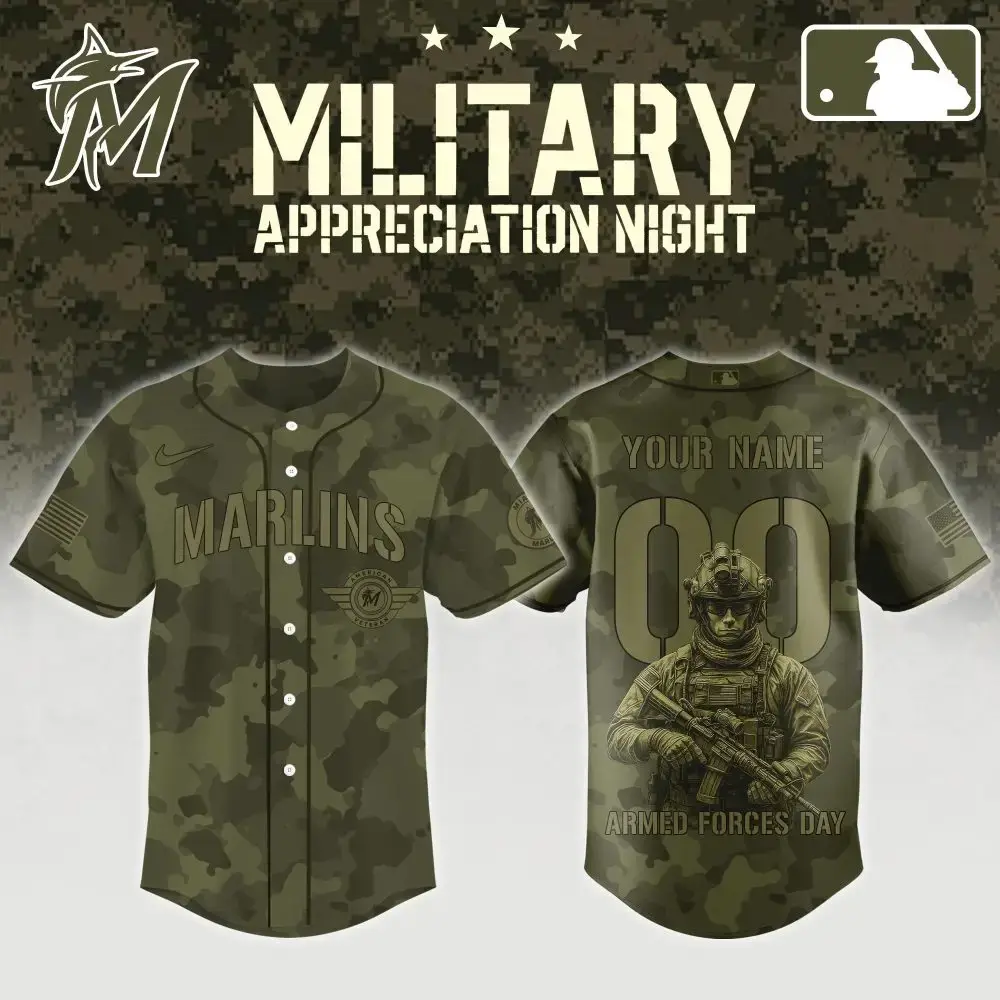 Custom Marlins Camo Jersey - Military Appreciation Night Edition Image