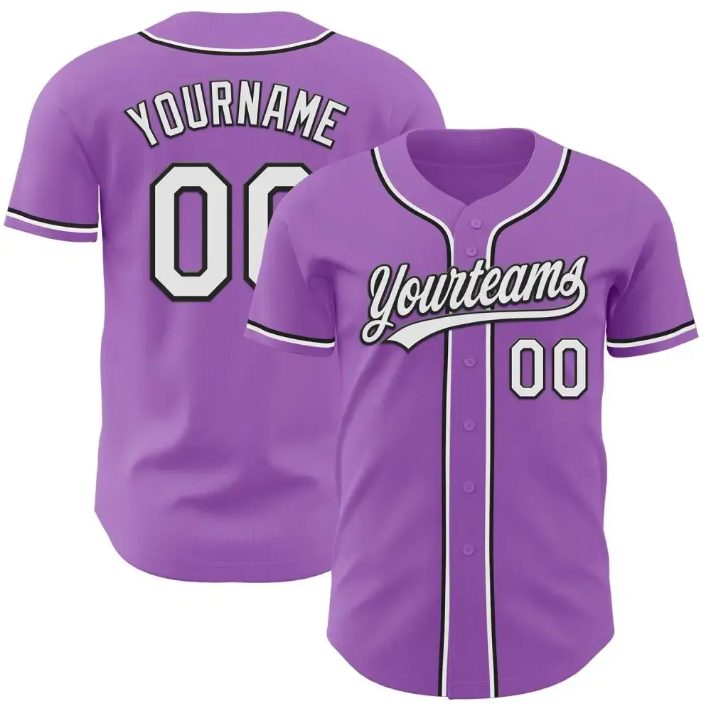 Custom Medium Purple White-Black Authentic Baseball Jersey Image