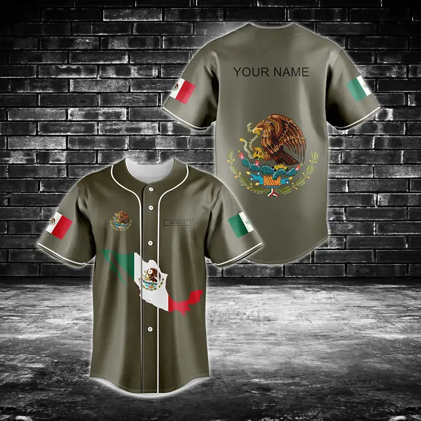 Custom Mexico Baseball Jersey – Personalized Name & Flag Design Image