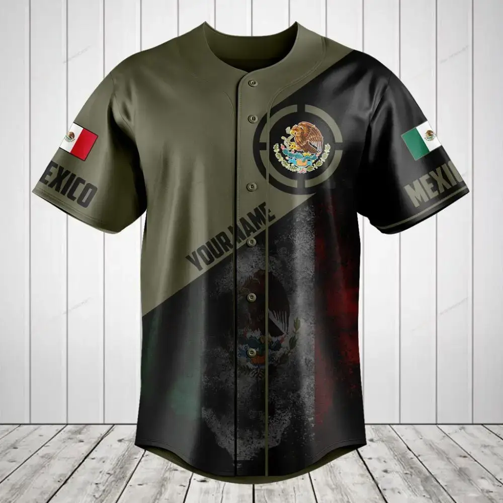 Custom Mexico Baseball Jersey - Personalized Name & Flag Design – Perfect Gift For Fans Image